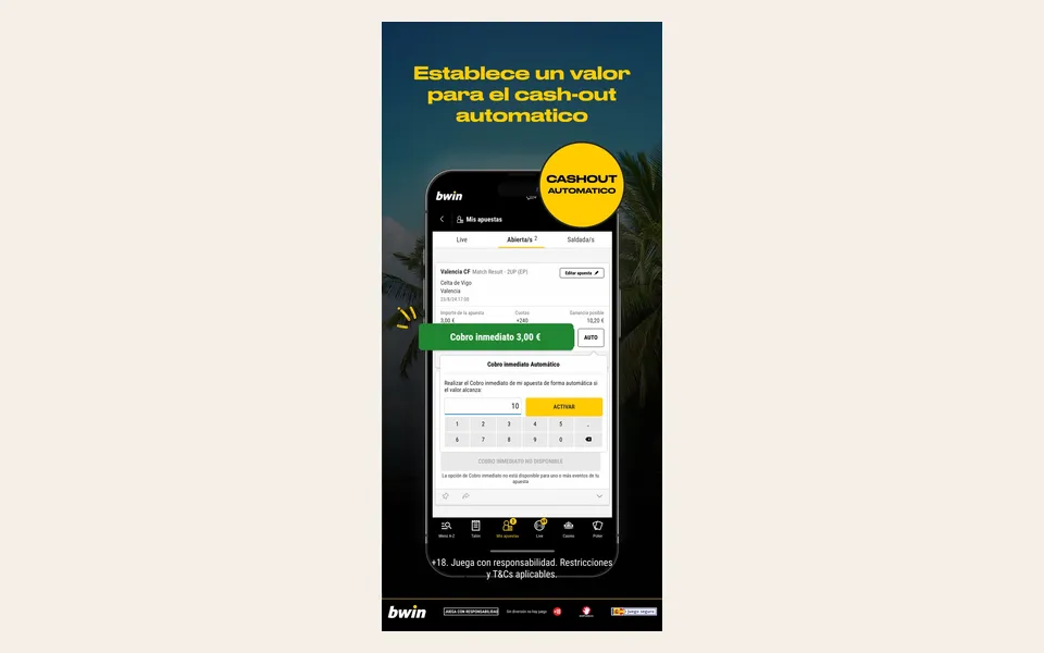 App de Bwin en la App Store de España: cash out automático