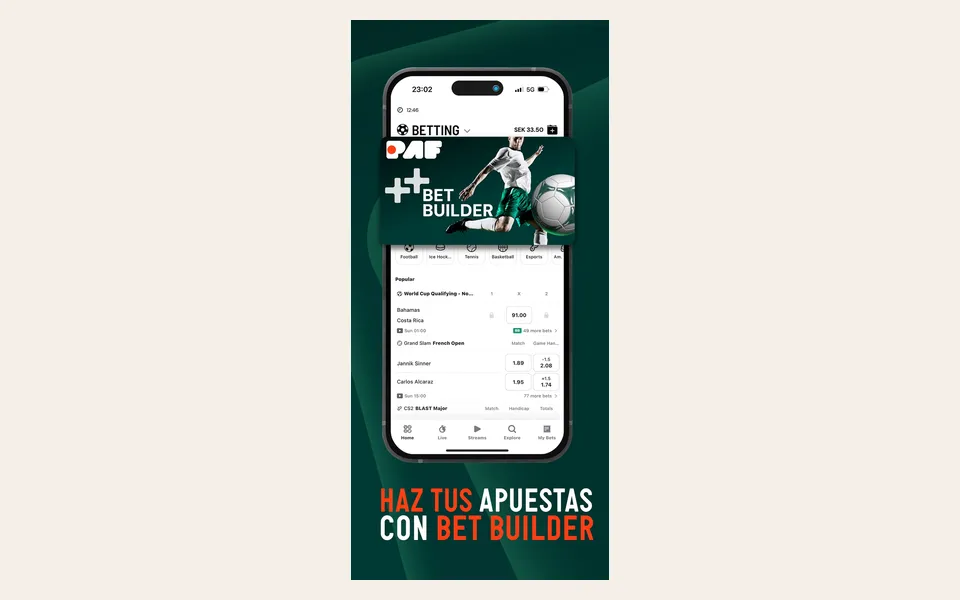 App de Paf en la App Store de España: crear apuesta